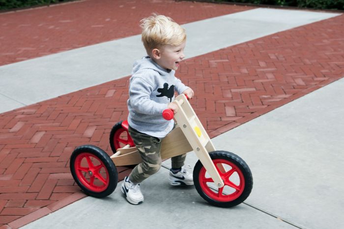 Houten Driewieler Loopfiets 2 in 1 Rood