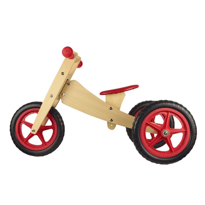 Houten Driewieler Loopfiets 2 in 1 Rood